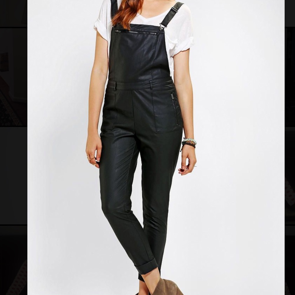 Sparkle & Fade Vegan Leather Overalls